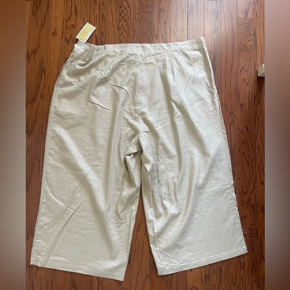 Michael kors wide leg high waist pants size 24W beige NEW - Picture 7 of 8